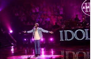 An "American Idol" contestant performs.