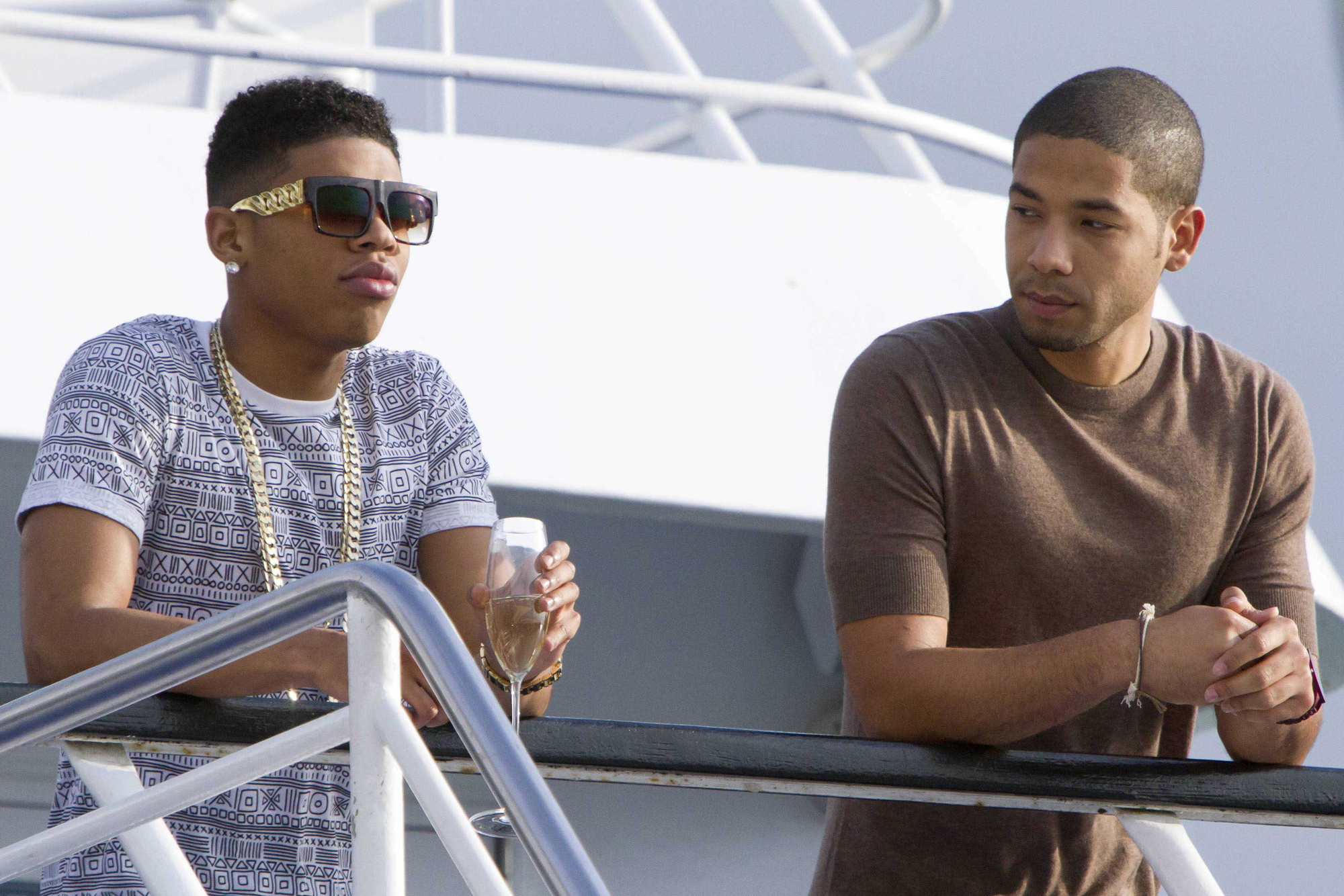 "Empire" stars Bryshere Gray (left) and Jussie Smollett have music from the show hitting the charts. (Chuck Hodes/FOX)