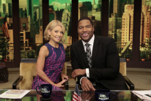 Kelly Ripa and Michael Strahan are seen during the production of "Live! with Kelly and Michael" on October 1, 2013 in New York. Photo: David E. Steele/Disney ABC